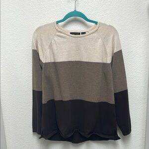 Jeanne Pierre Cotton Colorblock Women's Shades of Brown XL Women’s Sweater